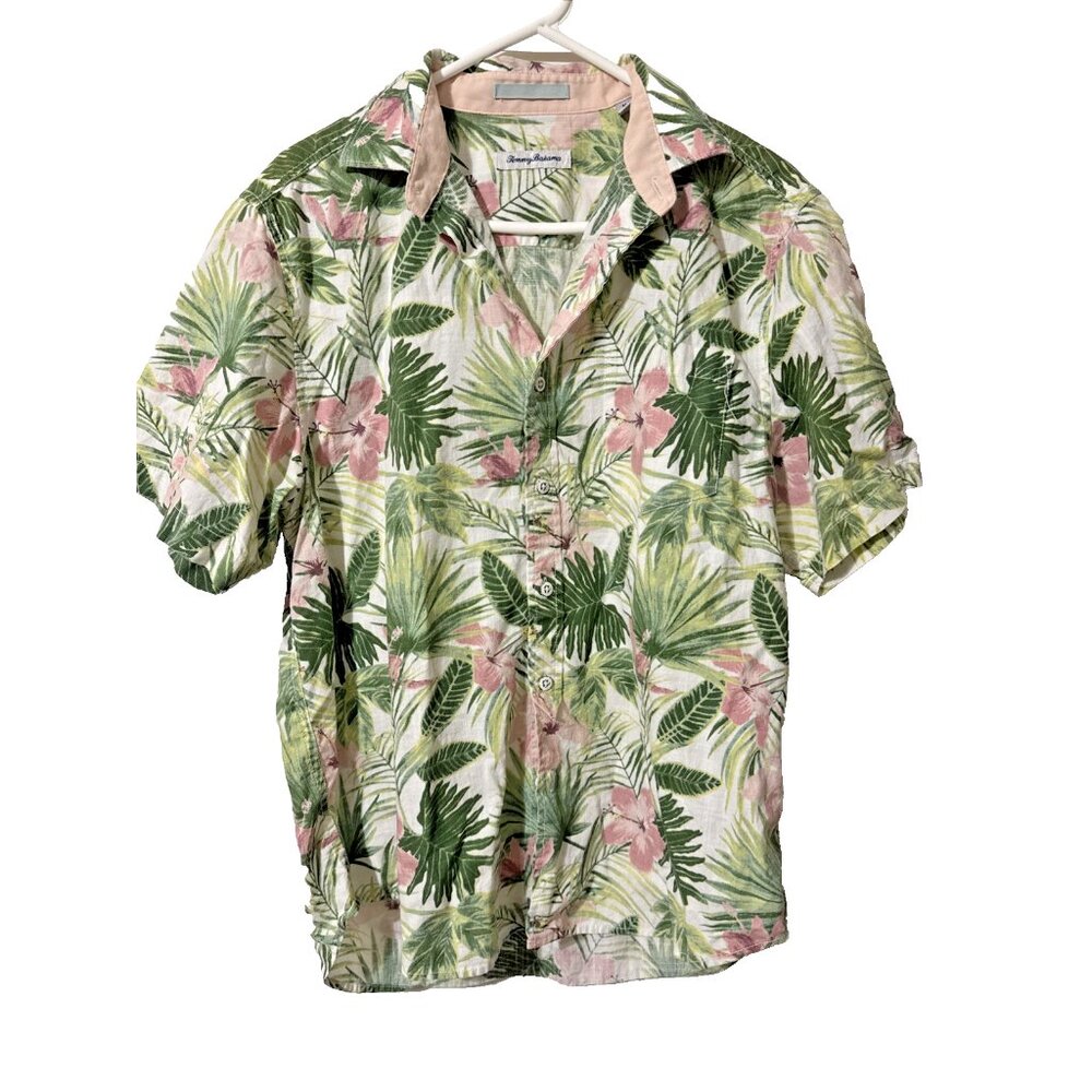Tommy Bahama Cotton Hawaiian Floral Button Down Shirt Size Medium